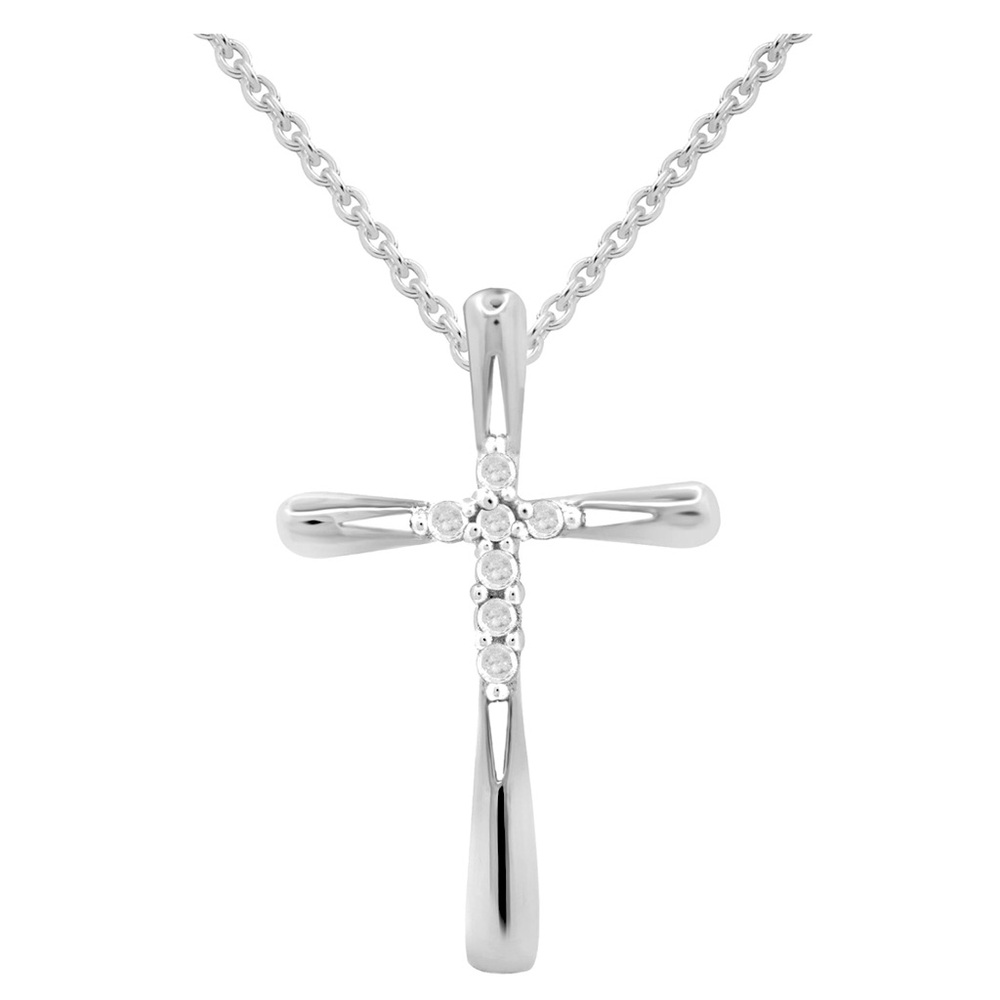 NWT macy’s Diamond Cross 18" Cross Pendant Necklace (1/10 ct. t.w.)Sterling
